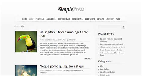 simplepress simple wordpress theme