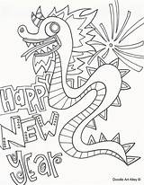 Chinese Year Coloring Pages Dragon Doodle Happy Zodiac Drawing Printable Lunar Sheets Alley Color Cartoon Number Template Easy Cute Getcolorings sketch template
