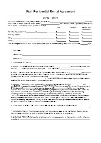 utah rental lease agreement  updated