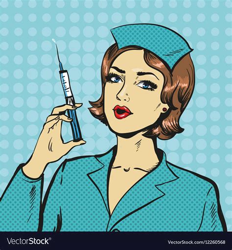 Nurse With Syringe In Pop Royalty Free Vector Image