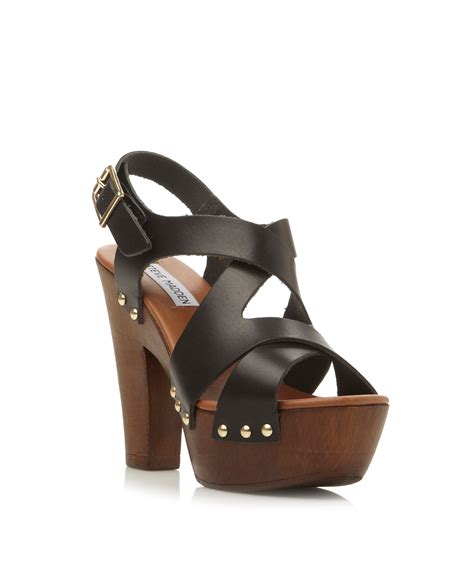 Lyst Steve Madden Liable Leather Strappy Wooden Heel