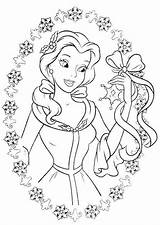 Christmas Coloring Pages Disney Belle Snowflakes Magical Printable sketch template