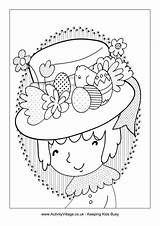 Easter Colouring Bonnet Pages Activity sketch template