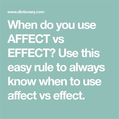 affect  effect   correct word  time affect  effect