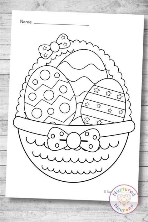 easter eggs coloring page   cute  basket nurtured neurons