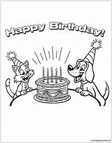 Happy Dog Cat Pages Birthday Coloring Color Kids sketch template