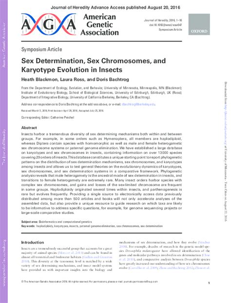 pdf sex determination sex chromosomes and karyotype evolution in