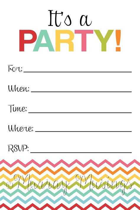 colorful party card   words   party