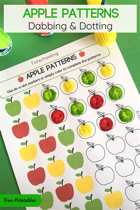 apple patterns   dot activity totschooling toddler preschool