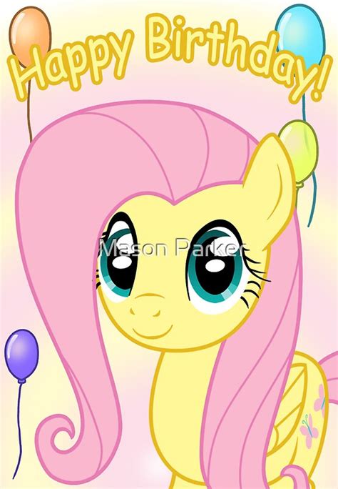 fluttershy birthday card postcard   pony greeting cards