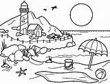 Beach Coloring Pages Nature Kids Lighthouse Drawing Sunset Clipart Printable Scenes Color State Sheets Colouring Outline Ocean Realistic Themed Michigan sketch template