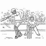 Cricket Coloring Match Pages Batsman Toddler sketch template