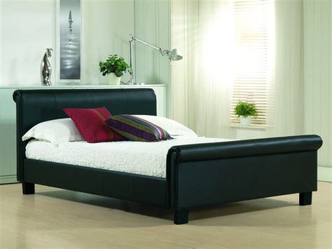 black leather wood bed frames with boxspring double click on above