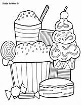 Coloring Doodle Pages Food Alley Desserts Printables sketch template