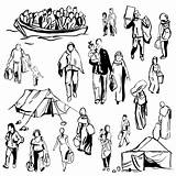 Refugees Refugee Illustrations Syrian Auswanderung Einwanderung Flüchtlinge Grafiken Vektor Cartoons Istockphoto sketch template