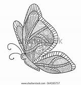 Coloring Sketch Detailed Adult Zentangle Ornamental Butterfly Stress Hand Stock Vector Book Search Moth Drawn Anti High Meditation Pattern Pages sketch template