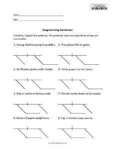 sentence diagramming worksheets diagramming sentences prepositional
