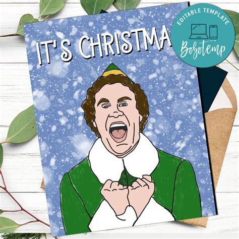 buddy  elf christmas card template  print  home diy bobotemp
