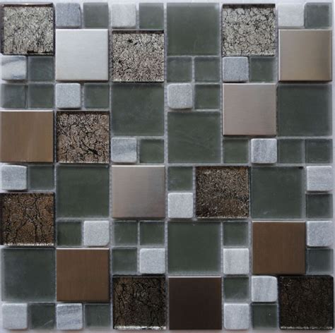 Metallic Modular Metal Stone And Glass Mosaic Cp1320 Tile