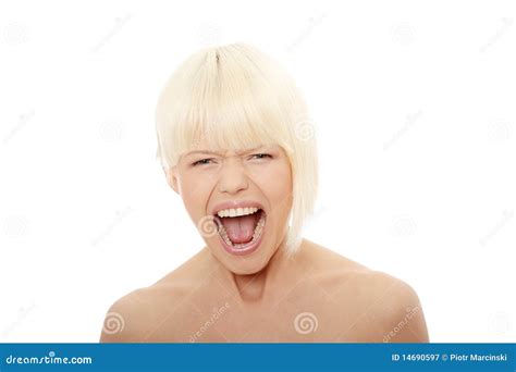 gorgeous blonde female screaming stock image image of adult portrait
