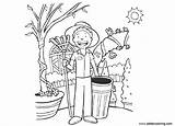 Coloring Gardening Garden Pages Tools Boy Kids Printable Adults Color sketch template