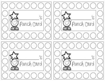 punch cards freebie behavior punch cards punch cards classroom
