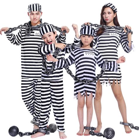 halloween costume bloody prisoner clothes adult male prison uniform violence female child