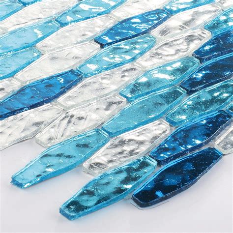 sea blue glass mosaic tile sheets  shower backsplash china glass