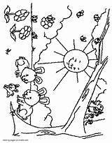 Coloring Pages Spring Nature Seasons Printable Kids sketch template