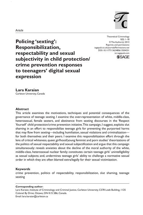 Pdf Policing Sexting Responsibilization