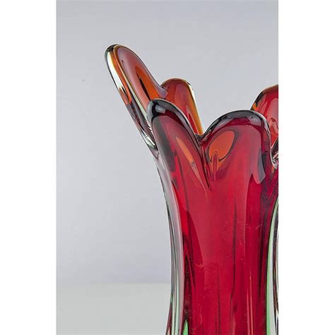 Italian Vintage Green Murano Glass Vase By Flavio Poli