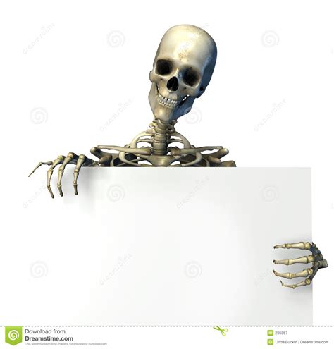 skeleton holding edge of blank sign includes clipping