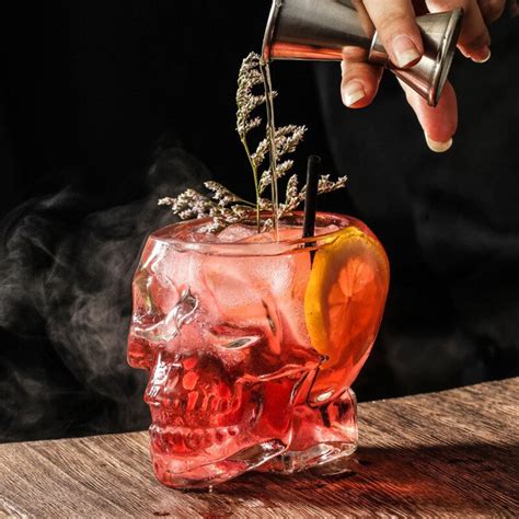 skull shaped drinking glass creepy halloween glassware skull etsy
