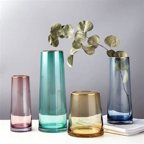 Buy Tapered Colored Glass Vase With Gold Rim Staunton And Henry
