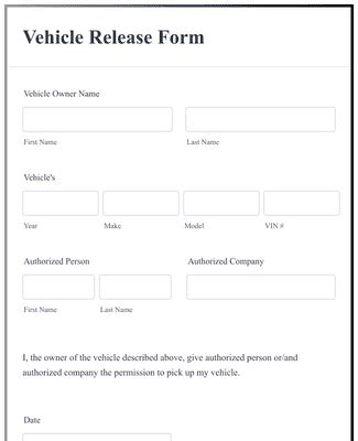 vehicle release form template jotform