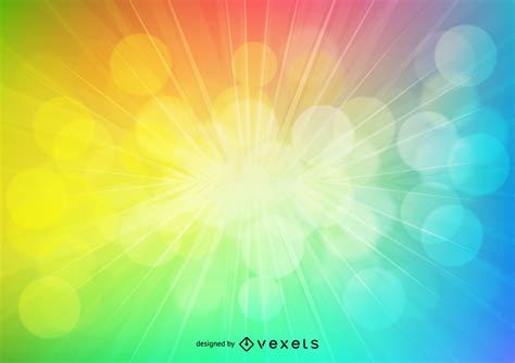 rainbow light burst background vector