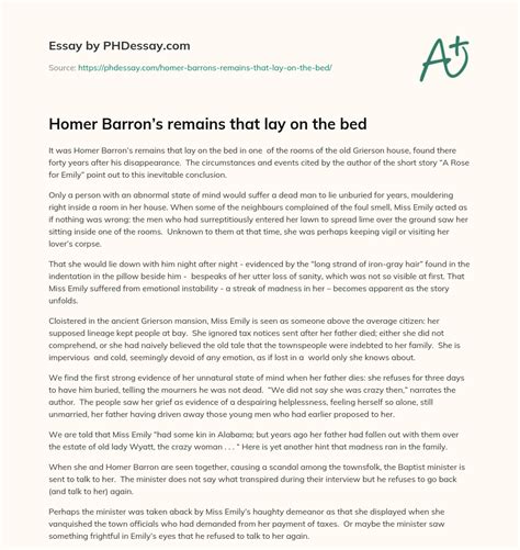 homer barrons remains  lay   bed  words phdessaycom