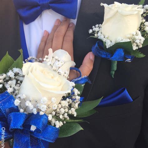 corsage and boutonnière set royal blue prom season ideas