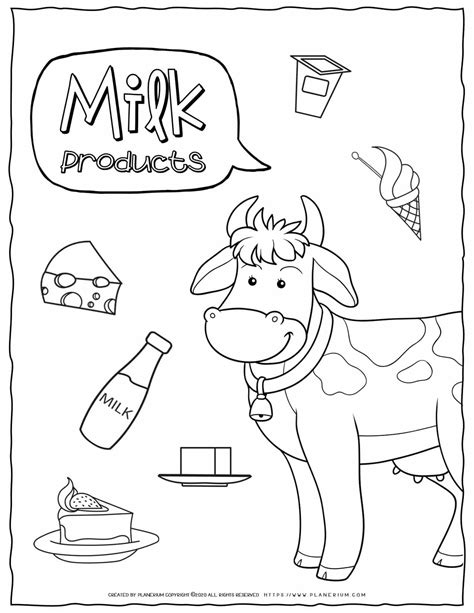 food coloring page milk products planerium