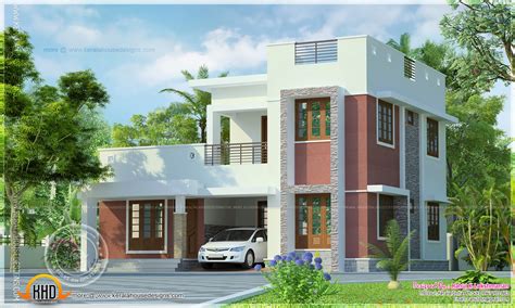 simple flat roof house exterior kerala home design  floor plans  dream houses