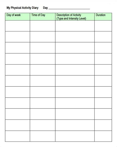 activity log template   word excel  documents