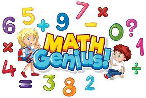 math geniusposter  numbers  happy kids  vector art