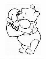 Pooh Winnie Coloring Pages Hug Bear Cartoon Color Printable Disney Print Eeyore Adult Pillow Winne Sheets Baby Tigger Valentine Choose sketch template