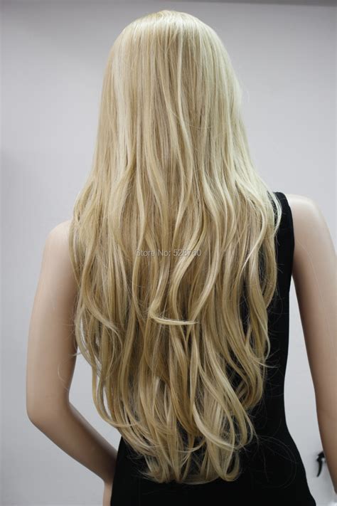 classic silky blonde long wavy hair wig free shipping on