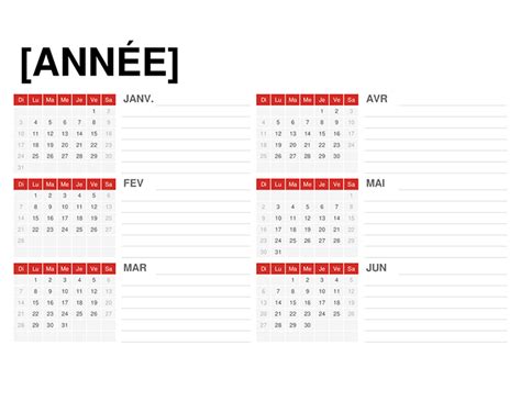 modele calendrier