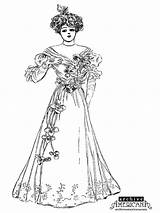 Victorian Pages Coloring Printable Getcolorings Woman sketch template