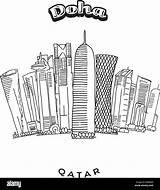 Doha Towers Disegnate Torri Destinazioni Famose sketch template