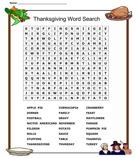 printable thanksgiving word search     printablee