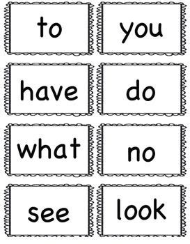 freebie kindergarten sight words flash cards large version sight