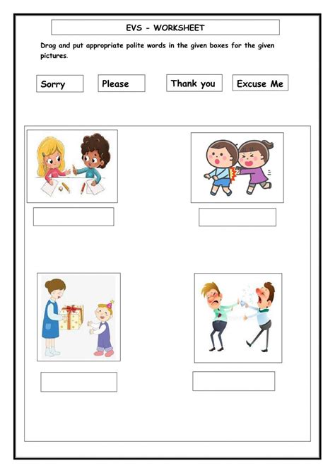 kindergarten good manners worksheets